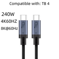 Câble USB4 DFX 2M 40 Gbit/s 240 W Type C vers C, Câble Tressé Compatible TB4 avec E-Marker pour Hub USB C Universel, Station d'Accueil, EGPU
