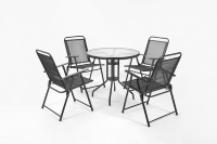Table pliante et chaises avec parasol patio extérieur balcon petite table basse ensemble six pièces