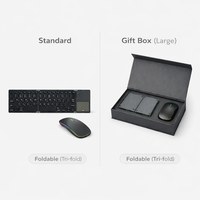 Set Hadiah Mini Kantor Mobile Ultra Tipis Keyboard Lipat dengan Touchpad + Mouse Nirkabel Dual-Mode Pilihan Kotak Hadiah Tersedia