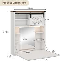 Bureau de toilette flottant avec miroir et lumières Petit ensemble de maquillage mural avec table de rangement pliable pour bureau à domicile et étude
