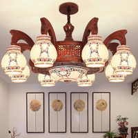 Style Antique chinois Led lanterne suspension Type lampe pour hôtel Led lampe rectangulaire Hall salon salle à manger debout chevet