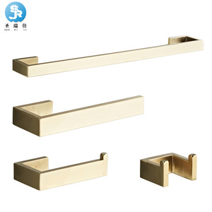 Saint Ruijia Brushed Gold Towel Rack Set Stainless Steel Bathroom Hardware <b>Accessories</b> 304 Steel <b>Toilet</b> Paper Holder - Product Image 1