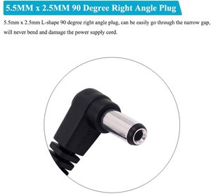 5.5mm x 2.1mm 90 độ góc bên phải <span class=keywords><strong>DC</strong></span> Cáp điện với bện che chắn và PVC Áo khoác-nam cắm jack Trần dây mở cuối Pigtail - Product Image 3