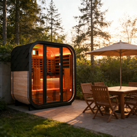 Sauna extérieur en bois de sapin à infrarouge à spectre complet personnalisé, avec système de chauffage à sec