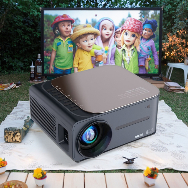 M8 HD Smart Projector New 8K Home Theater DLP LED Laser Lamps 3D Features Android 9 Operation 1080p US Battery