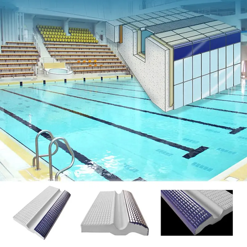 Carreaux de bordure de piscine en céramique bleu clair, pour revêtement de piscine, haute qualité