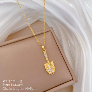 ¡Novedad de 2026! Collar con colgante con forma de pala de lujo, collar con colgante con incrustaciones de circón blanco ajustable para <span class=keywords><strong>mujer</strong></span>, regalos de joyería - Product Image 6