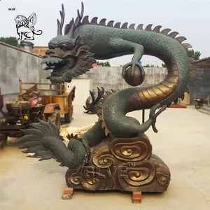 Blve lớn ngoài trời Vườn trang trí Trung Quốc huyền thoại động vật tượng kim loại hiện đại cuộc sống Kích thước đồng rồng điêu khắc