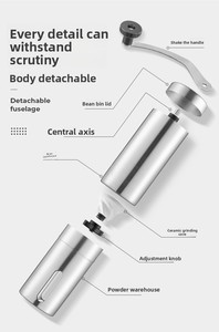 เครื่องบดกาแฟด้วยมือทำจากสเตนเลสสตีลมีฝาปิดปรับระดับได้สำหรับผู้ที่ชื่นชอบ<span class=keywords><strong>กาแฟ</strong></span> - Product Image 3