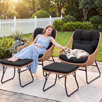 Fauteuil Papasan en osier pour extérieur, chaise longue de lecture avec repose-pieds pour salon, chambre, balcon, véranda