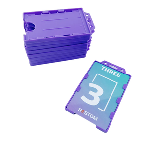 Porte-<span class=keywords><strong>badge</strong></span> vertical <span class=keywords><strong>rigide</strong></span> double face Bestom, multicolores, en plastique <span class=keywords><strong>rigide</strong></span>, pour 2 cartes, durable, pour usage quotidien des employés de bureau - Product Image 3