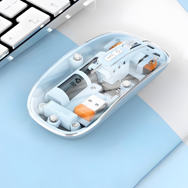 2026 New Model 2.4G Rechargeable Wireless Mouse with 5D Transparent Optical Sensor