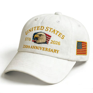 Cappellini da Baseball in Twill di Cotone a 6 Pannelli per il 250° Anniversario, con Aquila Stemma degli Stati Uniti, Unisex Regolabili - Product Image 2