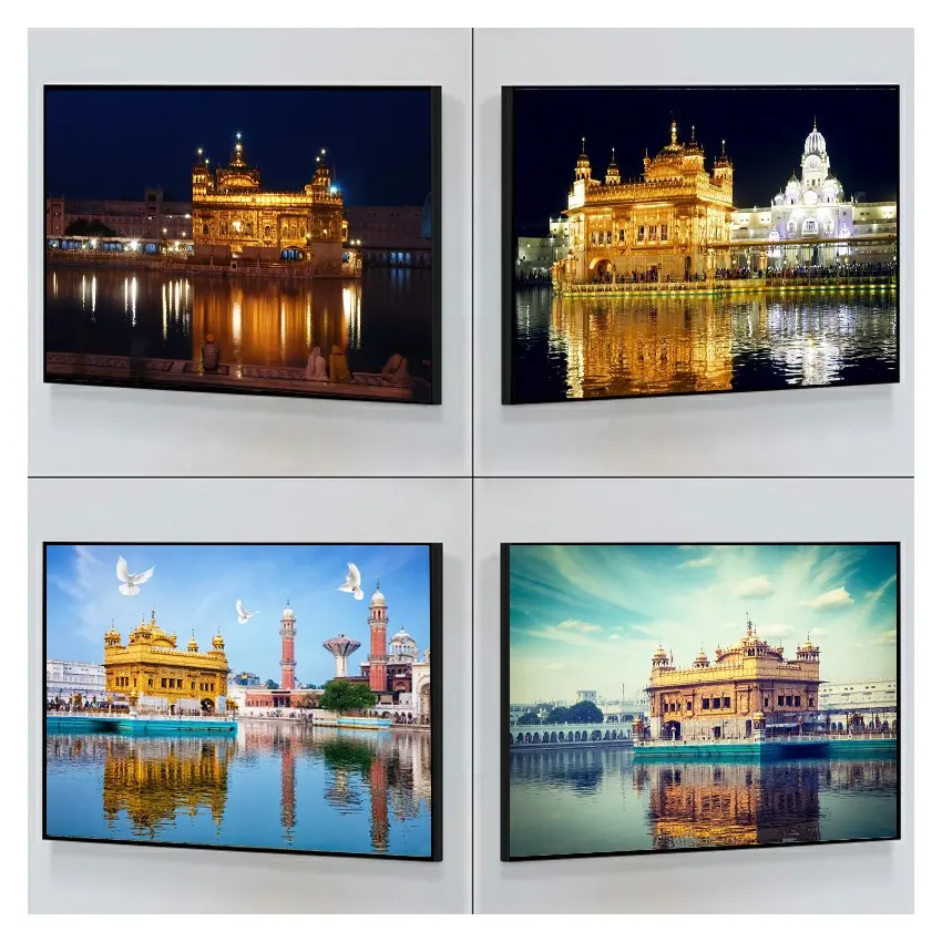 Gouden Tempel Canvas Afdrukken Thuis Decoratie Met Frame Wall Art Print Landschap Posters Amritser Punjab India Schilderen