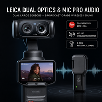 Ensemble Insta360 Luna Ultra Creator Midnight Black avec caméra double Leica, stabilisateur, vision nocturne, Nightshot, carte mémoire 8K 256 Go incluse