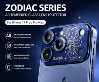 Protection d'objectif d'appareil photo en verre trempé transparent AR pour iPhone 17 Pro Max, film Zodiaque Vierge en alliage d'aluminium, cadeau d'anniversaire