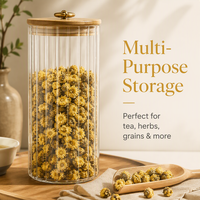 Nouveau récipient de stockage alimentaire en verre hermétique de 1 L, compatible lave-vaisselle, avec couvercle en bambou, pour thé, café, céréales