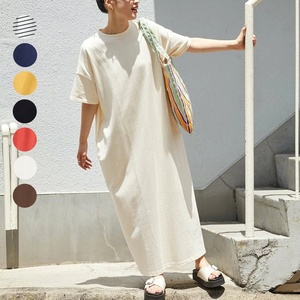 Nuovo Arrivo: Abito T-Shirt in Cotone Giapponese per Donna, Vestito Lungo Estivo Semplice e Versatile per Uso Quotidiano, OEM - Product Image 1