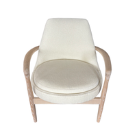 Fauteuil d'appoint moderne de luxe durable à dossier haut avec accoudoirs en bois massif et tissu en coton pour salon, chambre, appartement, hôtel