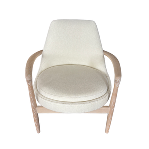 Fauteuil d'appoint moderne de luxe pour salon avec accoudoirs en bois massif et tissu bouclé pour chambre, appartement, hôtel - Product Image 5