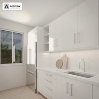 Meuble de cuisine sur mesure ultra-brillant, aménagement moderne en U, fournitures pour projets résidentiels, rangements extractibles et boîtes de rangement en contreplaqué