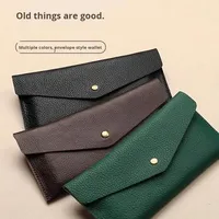 Dompet Panjang Vintage Unisex 2025, Dompet Retro Kancing PU, Tas Lunak Multi-Kartu, Laris Manis