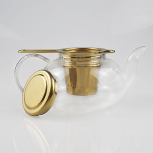 Fábrica Atacado Portátil Aço Inoxidável Chá Dourado Infusor Mini Filtro De Chá Doméstico Conjunto para Fazer Chá - Product Image 5