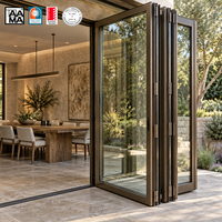 Porte accordéon double vitrage extérieure de qualité supérieure NFRC pour hôtel, porte pliante en aluminium avec isolation phonique