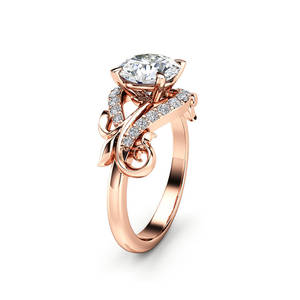 Bague en zircon style vigne pour femme, élégante, en or rose, bijou de doigt tendance - Product Image 3