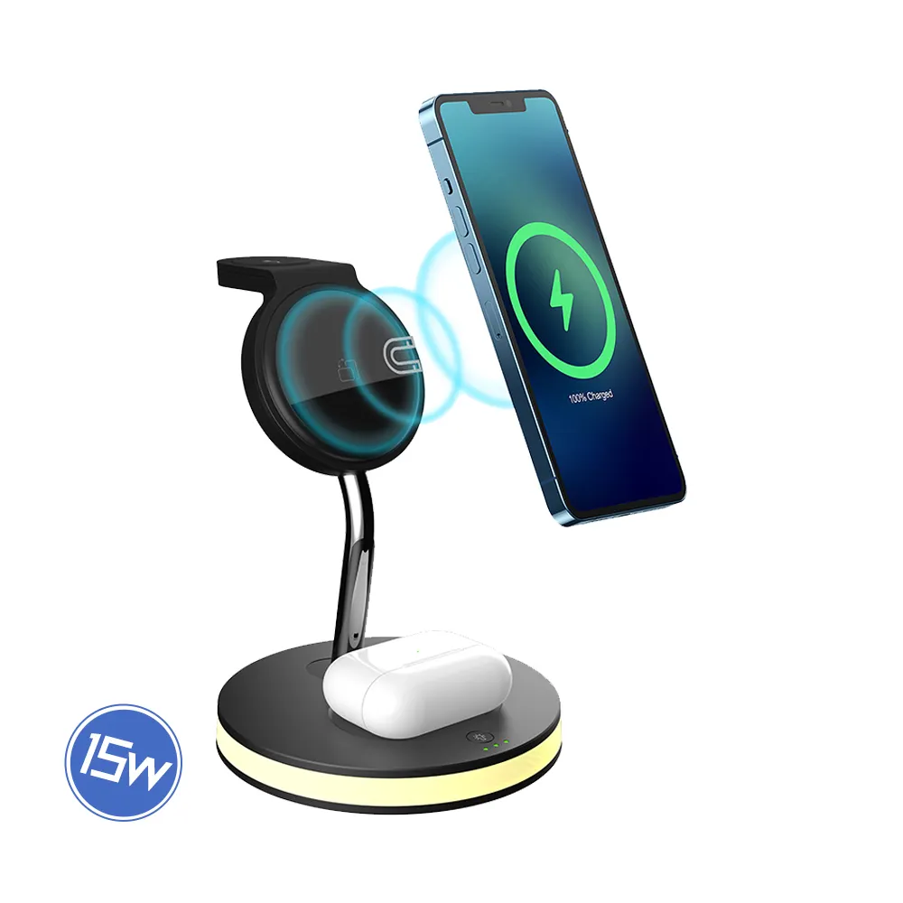 2023 Magnetic Wireless Charger for iPhone Foldable 3 in 1 Charging Stand& Holders for iwatch Travel Charging Pad Dock for ipods