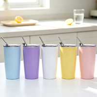 Gobelet isotherme en acier inoxydable à double paroi de 20 oz avec couvercle à paille, tasse à café portable pour voiture, idéal pour les cadeaux d'affaires en gros