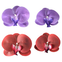 Pince à cheveux artificielle en forme d'orchidée imprimée à tige unique, faite à la main, avec pétales artificiels, idéale pour les mariages et la décoration des mariées et des animaux de compagnie