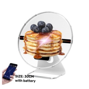 พัดลมโฮโลแกรม 3 มิติ แบบพกพา ชาร์จไฟได้ ใบพัดคู่ พร้อมพอร์ต USB  แสดงภาพโฮโลแกรม 3 มิติ แบบมองเห็นได้ด้วยตาเปล่า วางบนโต๊ะทำงาน - Product Image 1