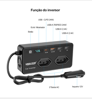 Importateur d'onduleurs de Chine 350W, prise 12V 127V 220V, adaptateur chargeur USB à charge rapide PD pour le Brésil