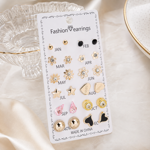 New 12 Pairs Tiny <b>Stud</b> Earrings Set Rhinestone Imitation Pearl Star Moon Flower <b>Small</b> Heart Earring Women Girl Cute Ear Jewelry - Product Image 3