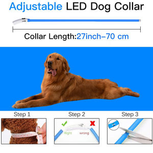 यूएसबी चार्जिंग पीसी के लिए चमकदार सरल क्लासिक कुत्ते कॉलर का नेतृत्व उच्च दृश्यता रात सुरक्षा - Product Image 5