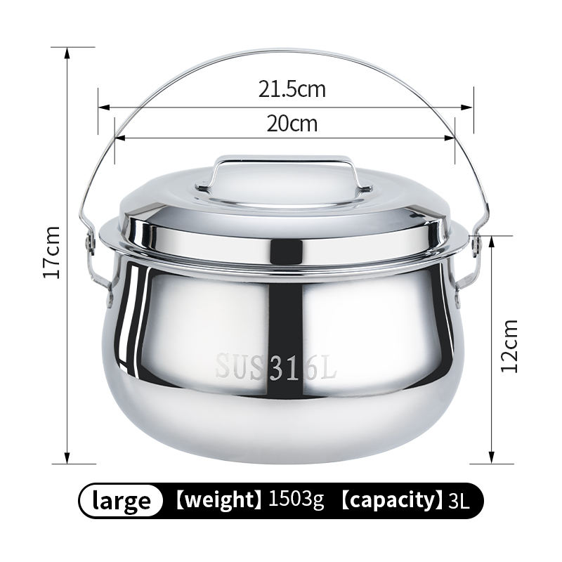 316L Stainless Steel Lard Can (Large)