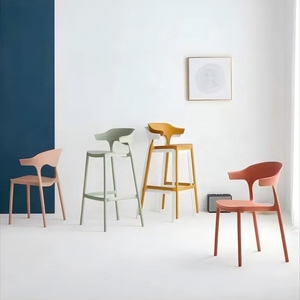 Vườn sillas hiện đại Stackable PP nhà hàng Cafe <span class=keywords><strong>Bar</strong></span> ghế nhựa Thanh phân với lan can Polypropylene đầy màu sắc ngoài trời - Product Image 2