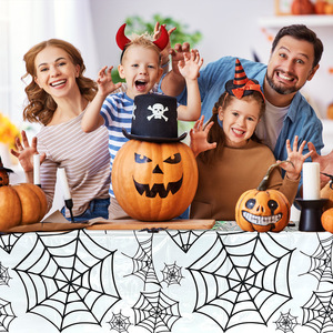 Tovaglia Sottile 137x183cm per Halloween con Motivo Zucca, Decorazione per Feste, Tovaglia con Stampa Laser Teschio e Impronta <span class=keywords><strong>di</strong></span> <span class=keywords><strong>Sangue</strong></span> - Product Image 2