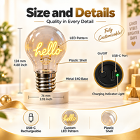 Ampoule LED de type Edison en forme de cœur arc-en-ciel, alimentée par batterie et rechargeable par USB, pour des fins décoratives, ampoule cadeau, prix d'usine