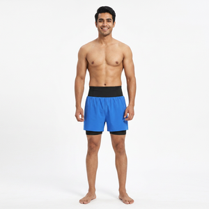Novedad de verano, pantalones cortos para correr para hombre, pantalones cortos de carreras de maratón al aire libre, 2 en 1 piezas, pantalones cortos deportivos antiexposición con bolsillos, envío DDP - Product Image 1