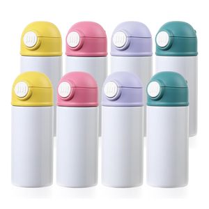 Botellas de agua para niños sublimables, 12 oz, rectas y delgadas, con tapa de colores variados para vasos infantiles. - Product Image 4