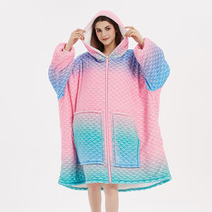 Polyester Sherpa Inside Flannel Fleece <strong>Snuggle</strong> Custom Anime Wearable Oversized Blanket <strong>Hoodie</strong> for Kids Women Men - Product Image 3