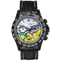 Montre homme d'affaires, montre mécanique avec miroir saphir + bracelet en toile, définissant un garde-temps noble