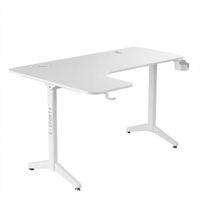Bureau de jeu en forme de L Wquantum en métal et mélamine avec porte-gobelet et crochet pour casque, idéal pour le bureau et la chambre