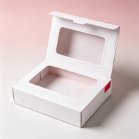 Boîtes d'expédition en carton ondulé recyclé, écologiques, avec finition brillante/mate, fenêtre transparente, revêtement UV, gaufrage et vernis laqué