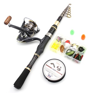 Ensemble de canne à pêche télescopique ultra-courte Searcher 2,1 m avec moulinet spinning et accessoires de pêche - Product Image 1