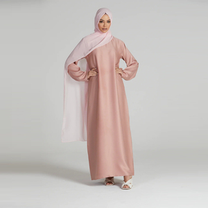 Hồi giáo thời trang EID 100% polyester Blush Slim phù hợp với cổ điển óng ánh đóng Crew Neck abaya phụ nữ hồi giáo Ăn mặc - Product Image 1