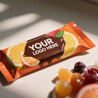 Film d'emballage plastique imprimé sur mesure, soudure arrière, sachets pour en-cas, bonbons, barres chocolatées, pour l'emballage alimentaire automatique