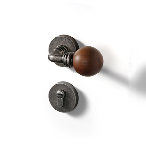 Poignée de porte en bois de noyer vintage BAGB, style industriel rétro argenté, silencieuse, magnétique, pour chambre à coucher, salle de bain, quincaillerie de porte - Product Image 3